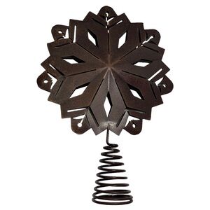 Snowflake Die-cut Tree Topper‎ Copper Brown Rustic Colored Christmas Metal Decor